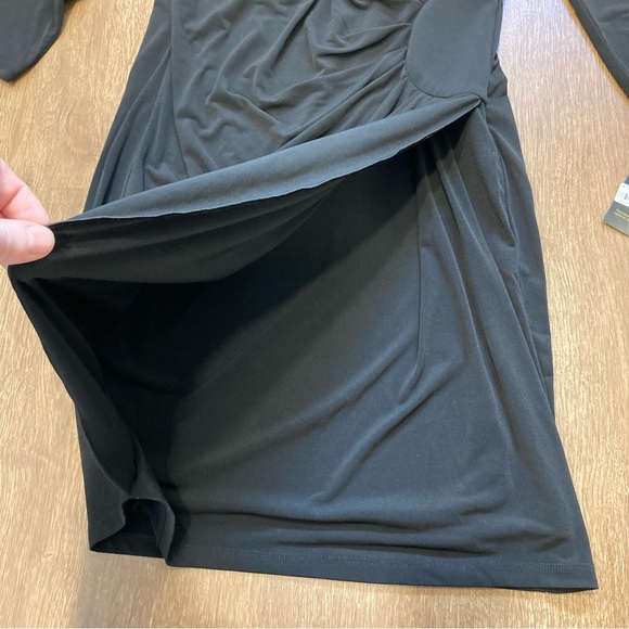 NOS Black Faux Wrap Dress Size Small Thalia Sodi 3/4 Length Sleeves V Neck - Picture 12 of 16